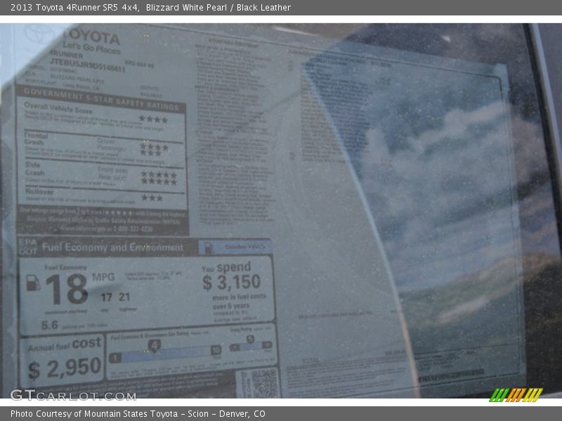 Blizzard White Pearl / Black Leather 2013 Toyota 4Runner SR5 4x4