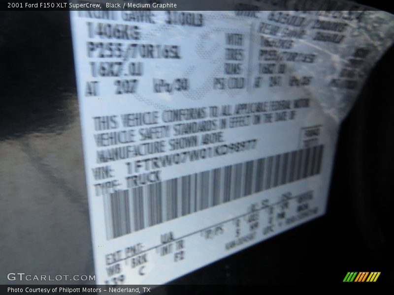 Black / Medium Graphite 2001 Ford F150 XLT SuperCrew