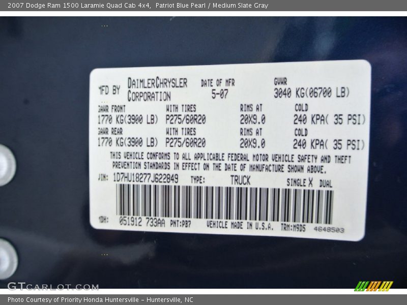 Patriot Blue Pearl / Medium Slate Gray 2007 Dodge Ram 1500 Laramie Quad Cab 4x4