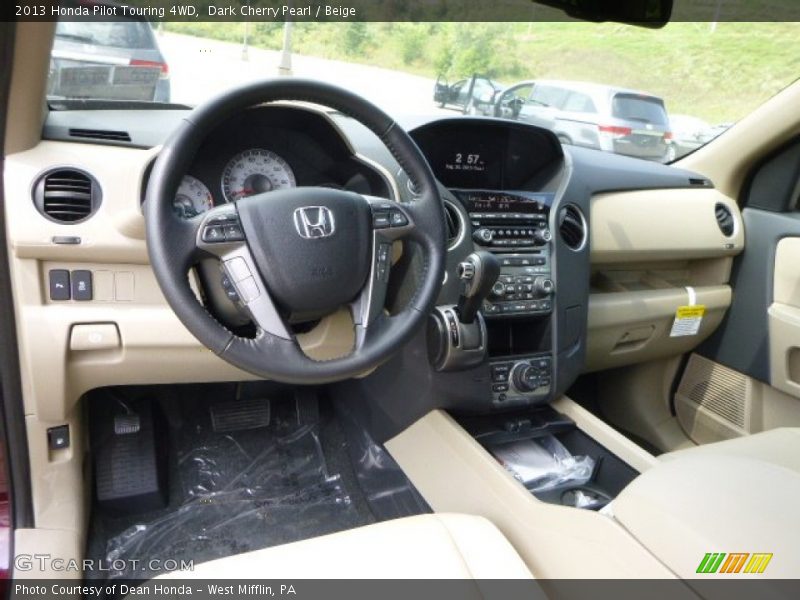 Dark Cherry Pearl / Beige 2013 Honda Pilot Touring 4WD