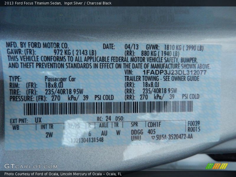 Ingot Silver / Charcoal Black 2013 Ford Focus Titanium Sedan