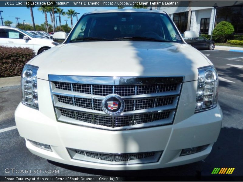 White Diamond Tricoat / Cocoa/Light Linen Tehama Leather 2011 Cadillac Escalade ESV Platinum