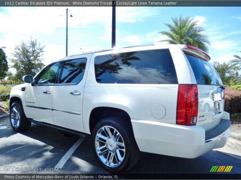White Diamond Tricoat / Cocoa/Light Linen Tehama Leather 2011 Cadillac Escalade ESV Platinum