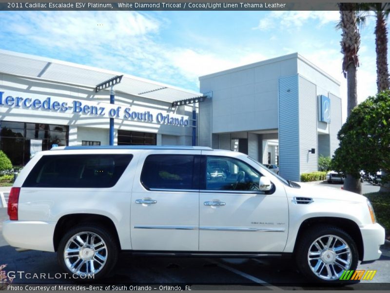 White Diamond Tricoat / Cocoa/Light Linen Tehama Leather 2011 Cadillac Escalade ESV Platinum