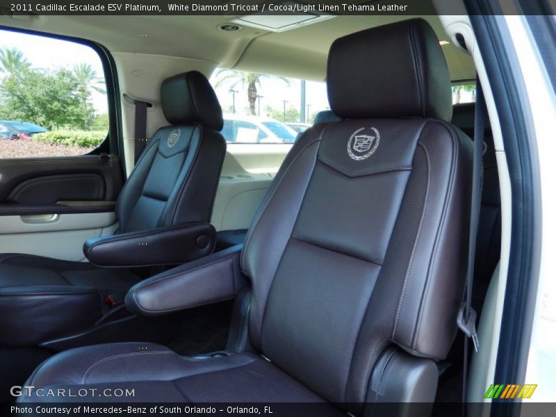 White Diamond Tricoat / Cocoa/Light Linen Tehama Leather 2011 Cadillac Escalade ESV Platinum