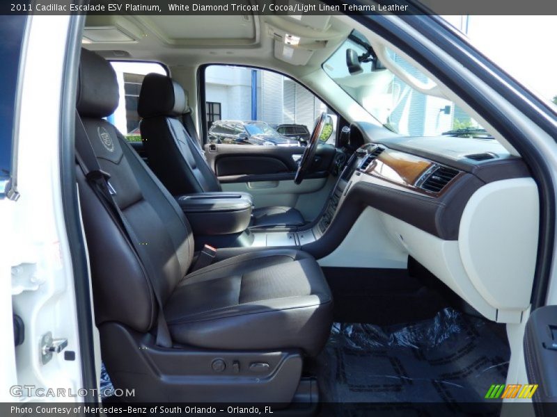 White Diamond Tricoat / Cocoa/Light Linen Tehama Leather 2011 Cadillac Escalade ESV Platinum