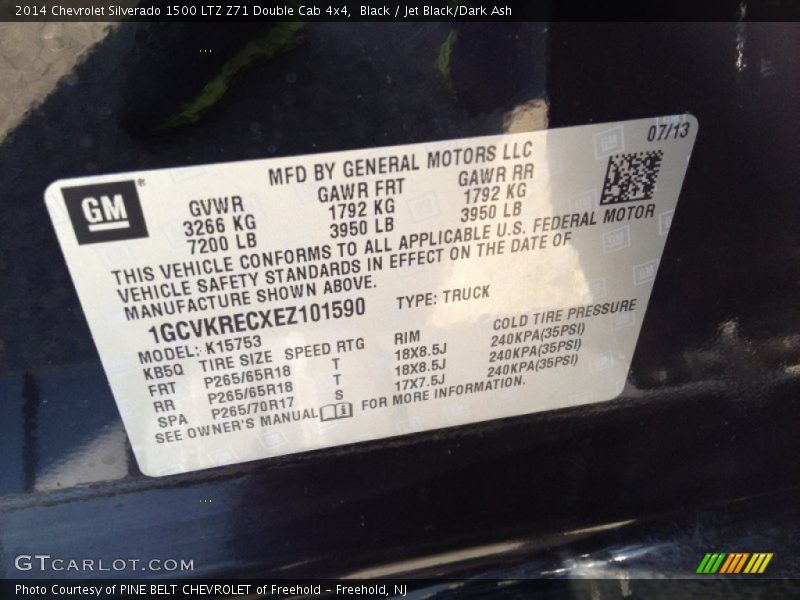 Black / Jet Black/Dark Ash 2014 Chevrolet Silverado 1500 LTZ Z71 Double Cab 4x4
