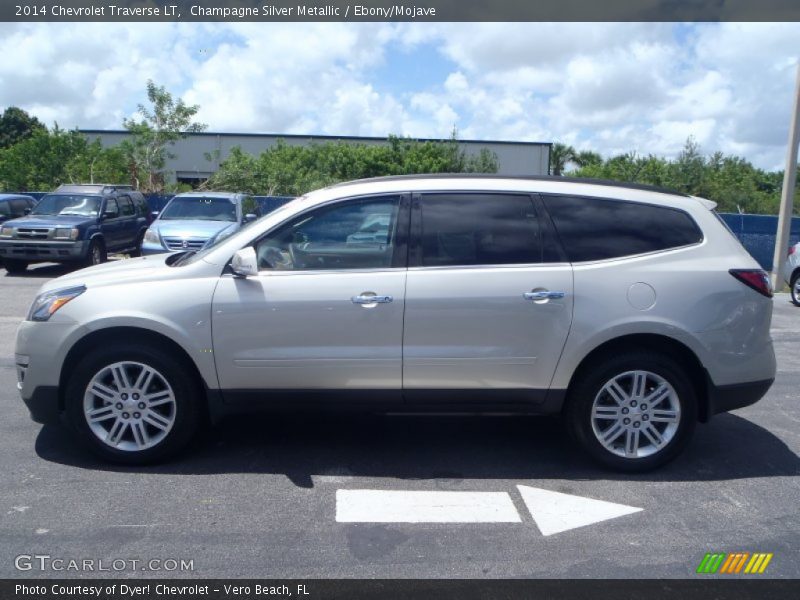 Champagne Silver Metallic / Ebony/Mojave 2014 Chevrolet Traverse LT