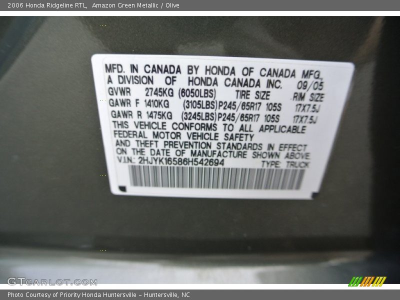 Amazon Green Metallic / Olive 2006 Honda Ridgeline RTL