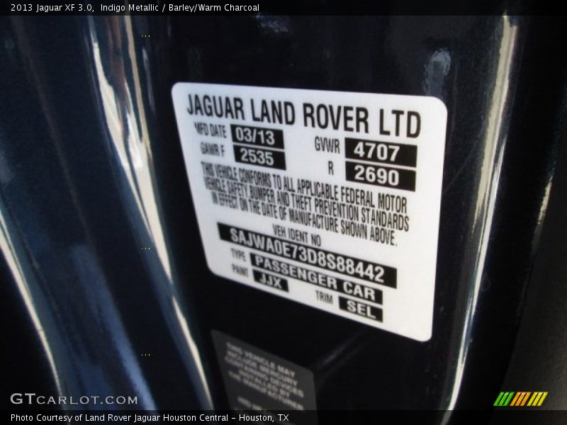 2013 XF 3.0 Indigo Metallic Color Code JJX
