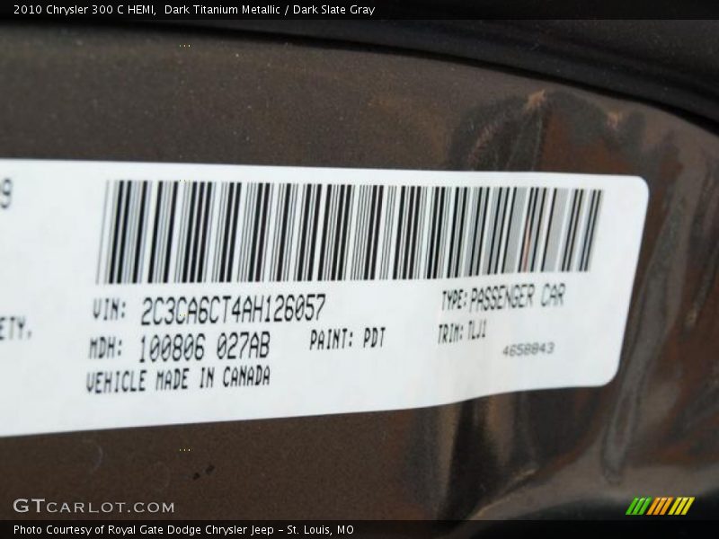Dark Titanium Metallic / Dark Slate Gray 2010 Chrysler 300 C HEMI