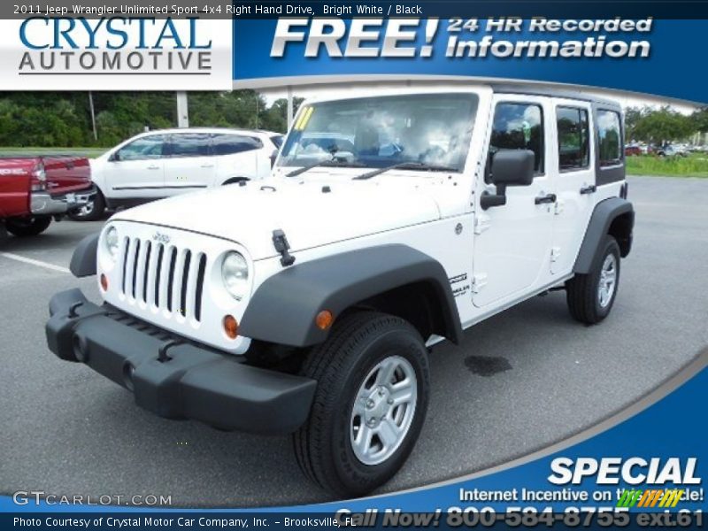 Bright White / Black 2011 Jeep Wrangler Unlimited Sport 4x4 Right Hand Drive