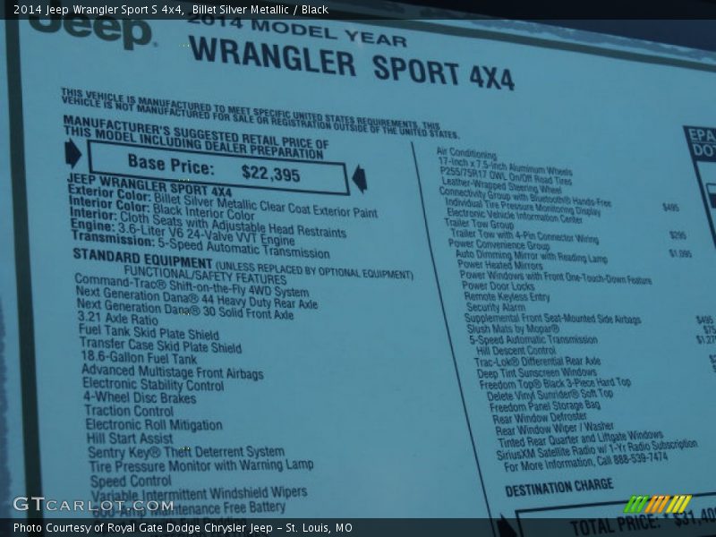  2014 Wrangler Sport S 4x4 Window Sticker