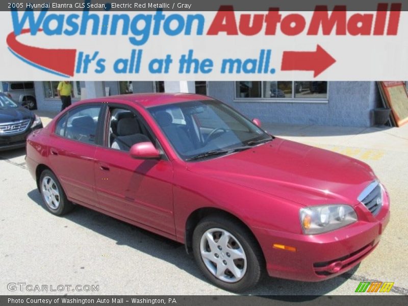 Electric Red Metallic / Gray 2005 Hyundai Elantra GLS Sedan