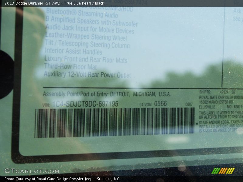 True Blue Pearl / Black 2013 Dodge Durango R/T AWD