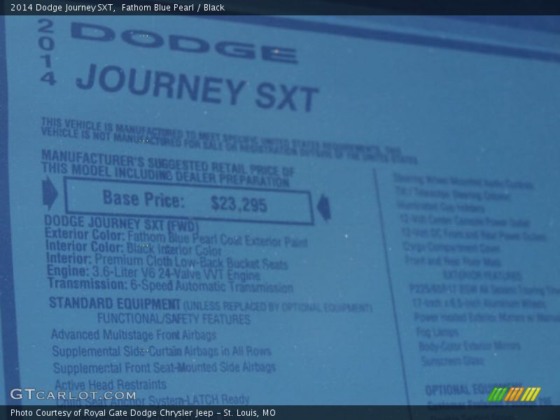  2014 Journey SXT Window Sticker