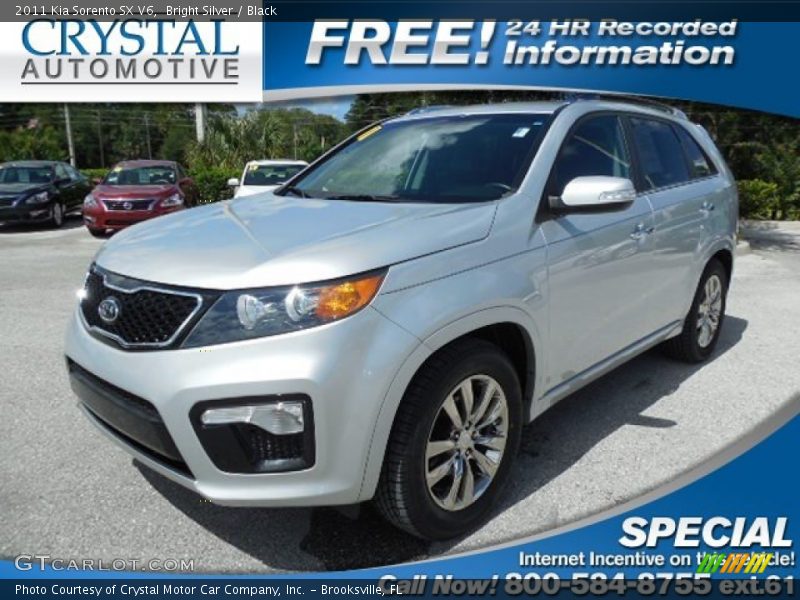 Bright Silver / Black 2011 Kia Sorento SX V6