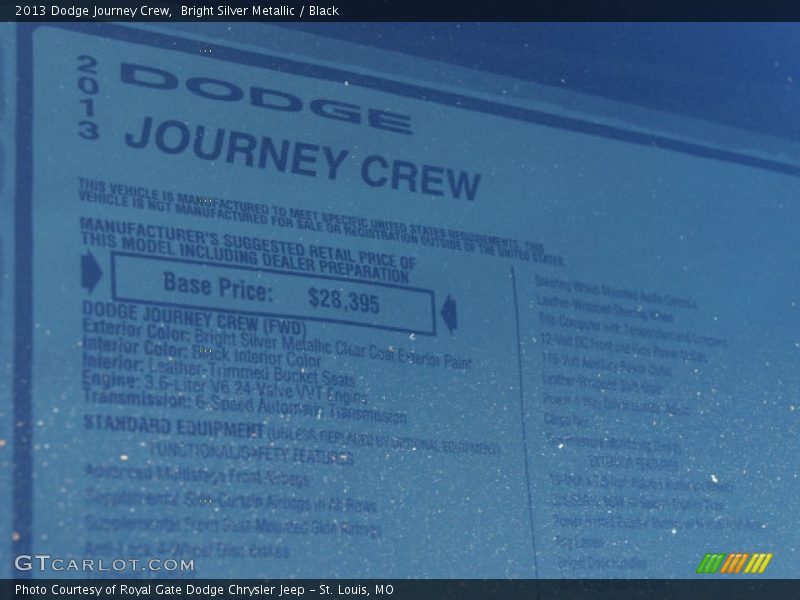 Bright Silver Metallic / Black 2013 Dodge Journey Crew