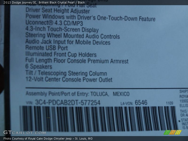 Brilliant Black Crystal Pearl / Black 2013 Dodge Journey SE