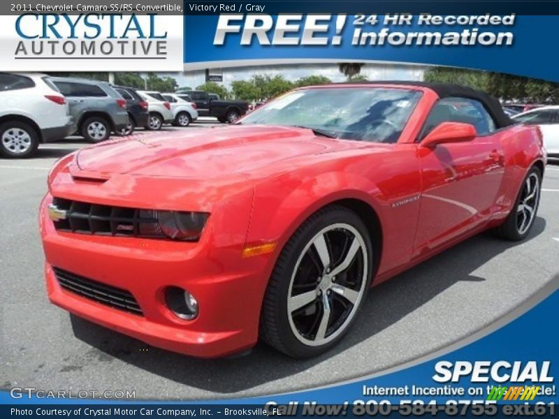 Victory Red / Gray 2011 Chevrolet Camaro SS/RS Convertible