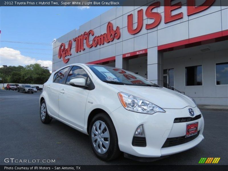 Super White / Light Blue Gray/Black 2012 Toyota Prius c Hybrid Two