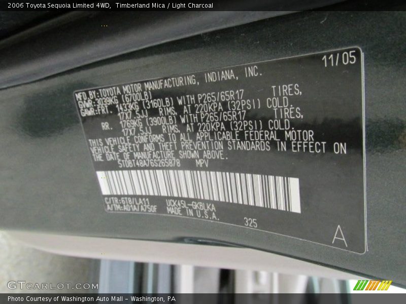 Timberland Mica / Light Charcoal 2006 Toyota Sequoia Limited 4WD