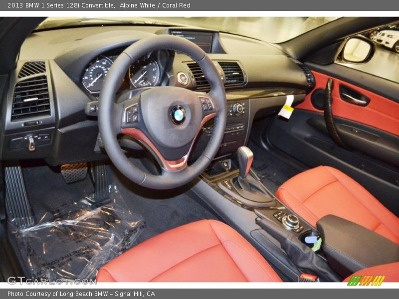 Alpine White / Coral Red 2013 BMW 1 Series 128i Convertible