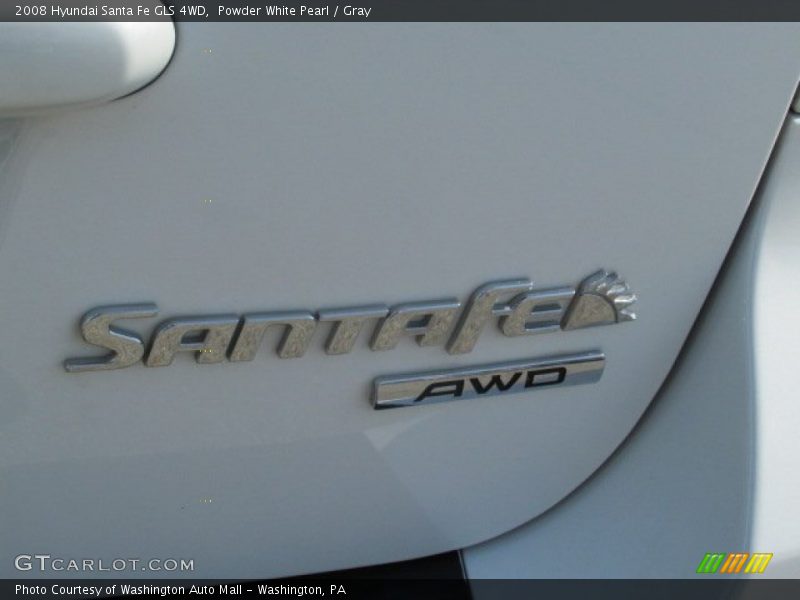 Powder White Pearl / Gray 2008 Hyundai Santa Fe GLS 4WD