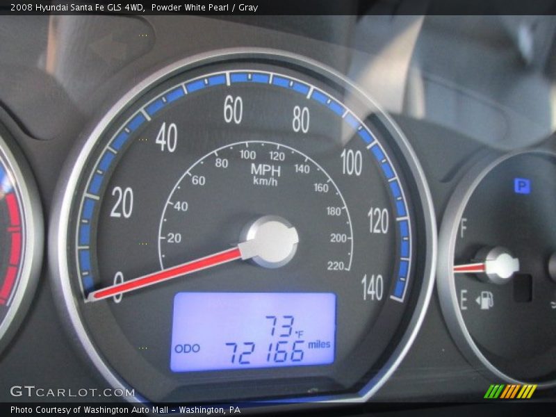 Powder White Pearl / Gray 2008 Hyundai Santa Fe GLS 4WD