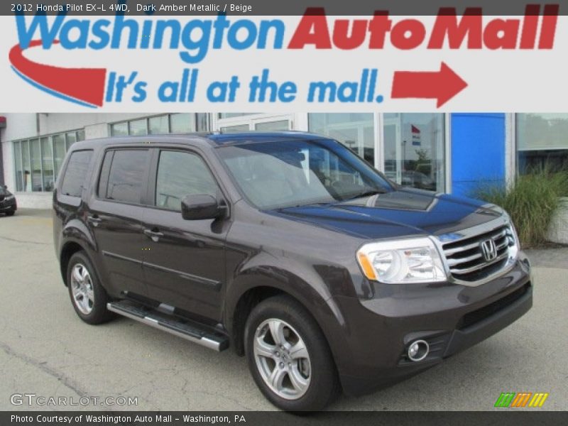 Dark Amber Metallic / Beige 2012 Honda Pilot EX-L 4WD