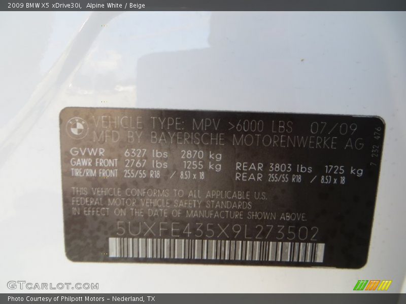 Alpine White / Beige 2009 BMW X5 xDrive30i