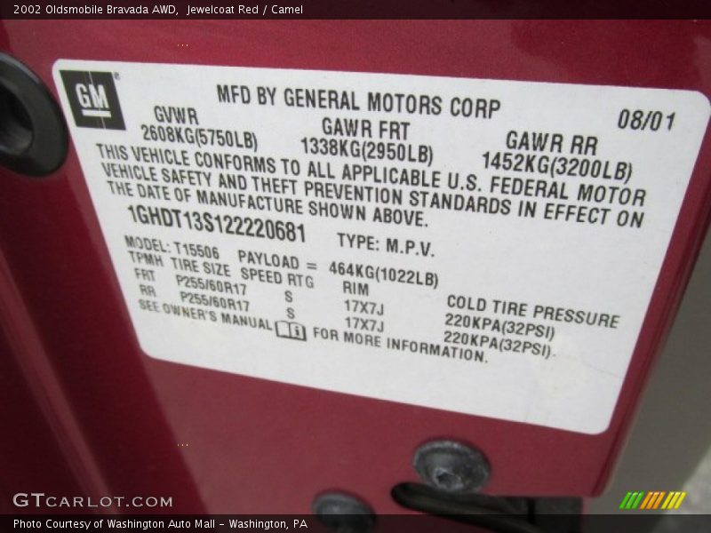 Jewelcoat Red / Camel 2002 Oldsmobile Bravada AWD