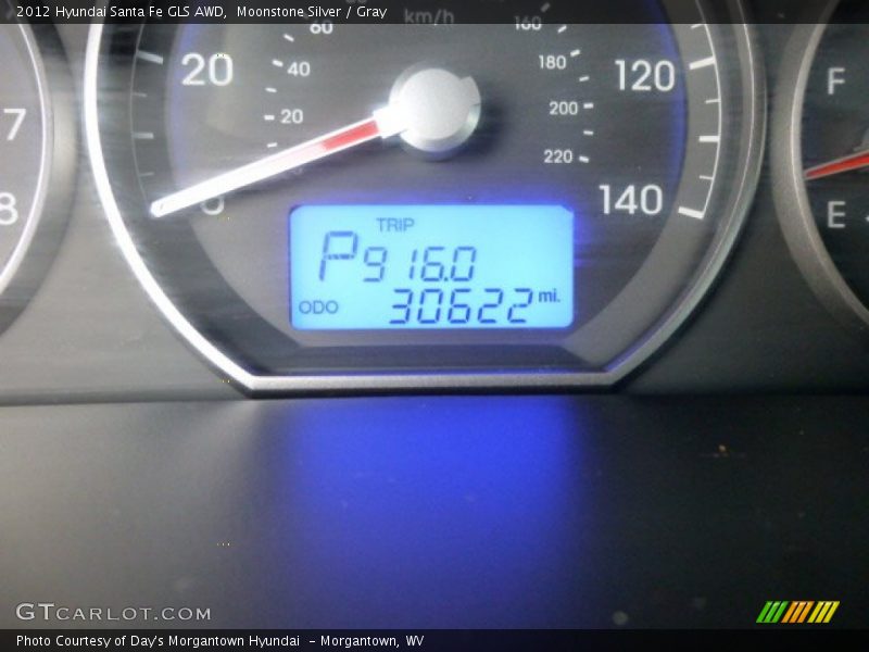 Moonstone Silver / Gray 2012 Hyundai Santa Fe GLS AWD