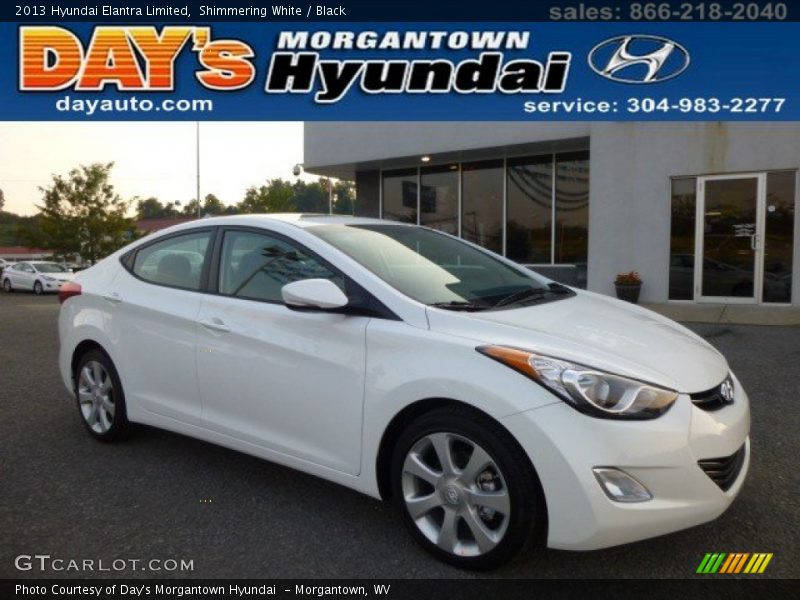 Shimmering White / Black 2013 Hyundai Elantra Limited