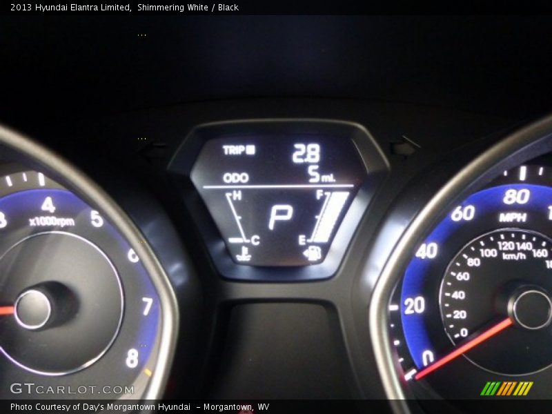 Shimmering White / Black 2013 Hyundai Elantra Limited