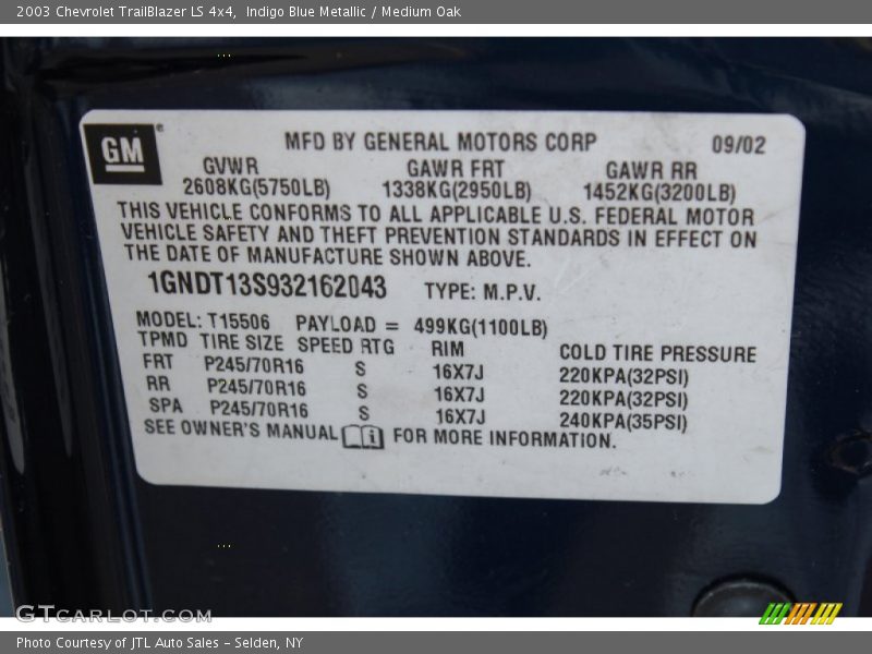 Indigo Blue Metallic / Medium Oak 2003 Chevrolet TrailBlazer LS 4x4