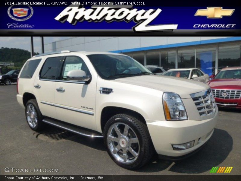 White Diamond Tricoat / Cashmere/Cocoa 2014 Cadillac Escalade Luxury AWD
