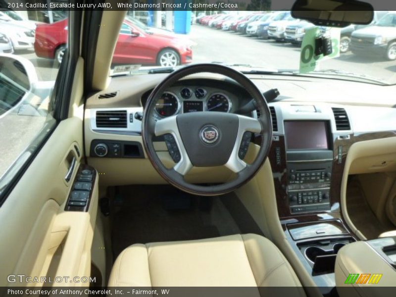 White Diamond Tricoat / Cashmere/Cocoa 2014 Cadillac Escalade Luxury AWD