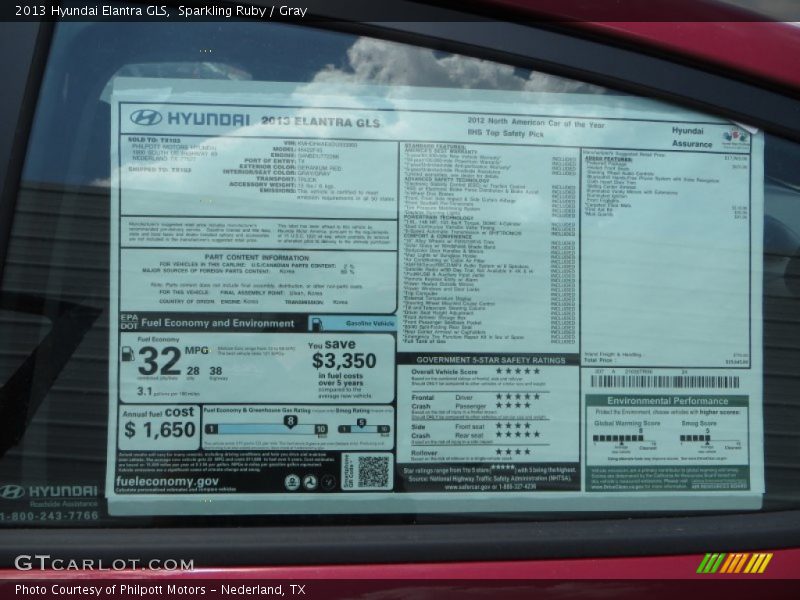 Sparkling Ruby / Gray 2013 Hyundai Elantra GLS