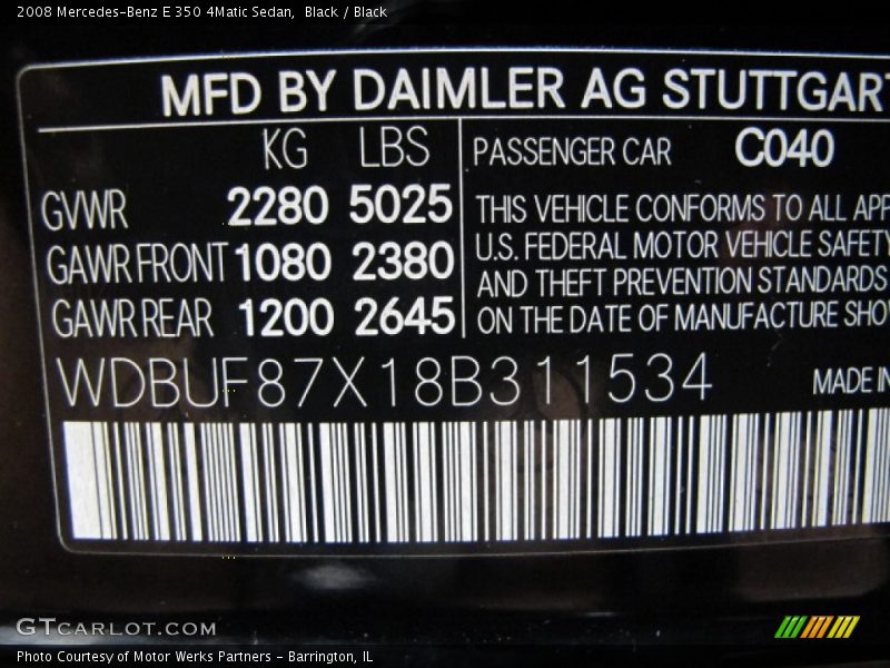 Black / Black 2008 Mercedes-Benz E 350 4Matic Sedan