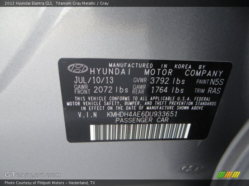 Titanium Gray Metallic / Gray 2013 Hyundai Elantra GLS