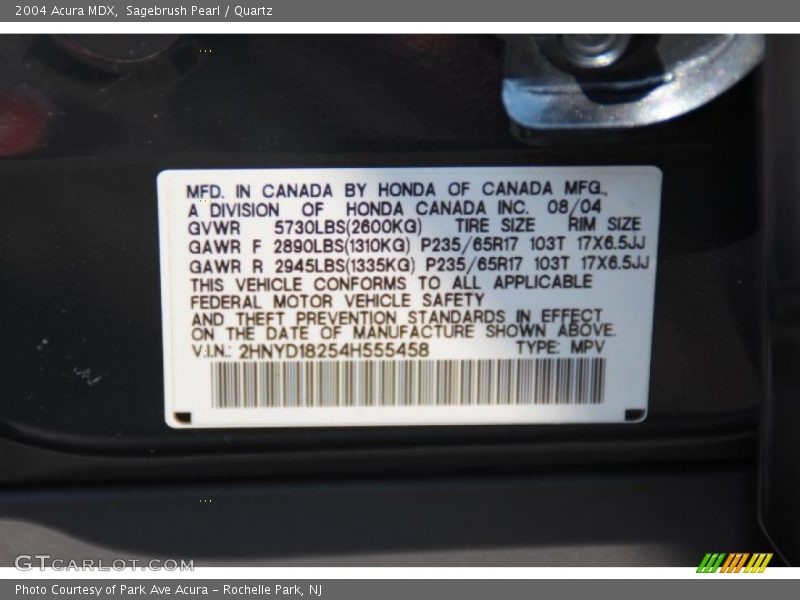 Sagebrush Pearl / Quartz 2004 Acura MDX