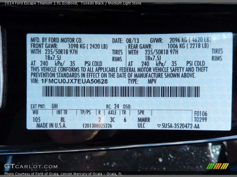 Tuxedo Black / Medium Light Stone 2014 Ford Escape Titanium 1.6L EcoBoost