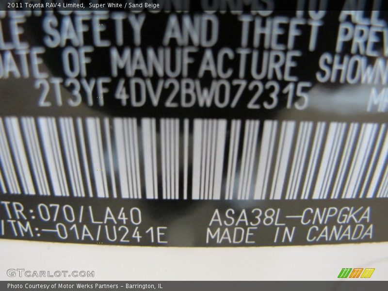 Super White / Sand Beige 2011 Toyota RAV4 Limited