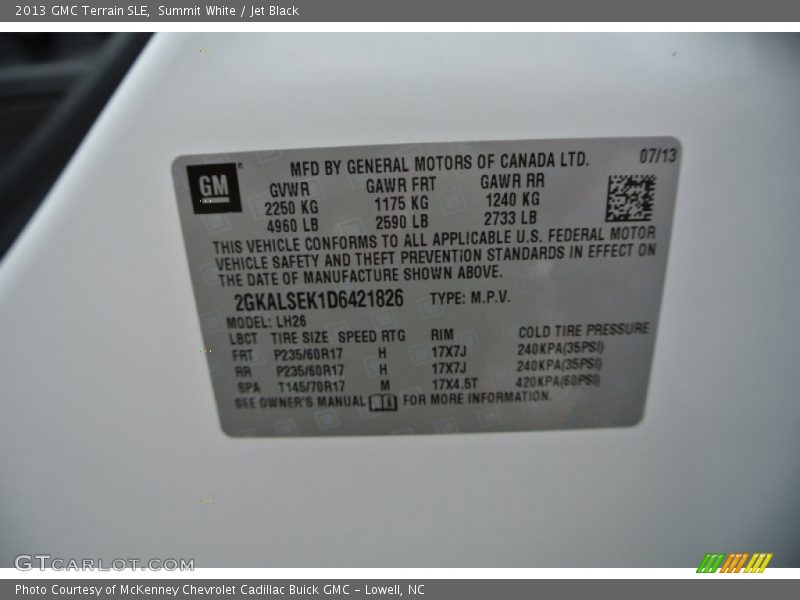 Summit White / Jet Black 2013 GMC Terrain SLE