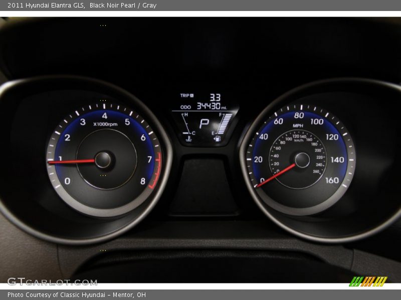 Black Noir Pearl / Gray 2011 Hyundai Elantra GLS