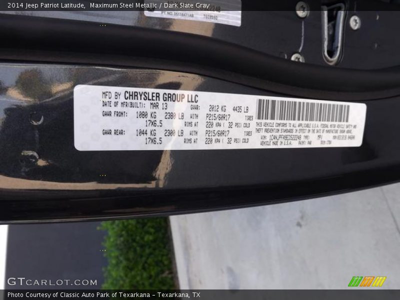 Maximum Steel Metallic / Dark Slate Gray 2014 Jeep Patriot Latitude