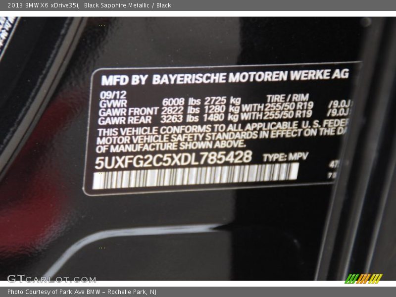 Black Sapphire Metallic / Black 2013 BMW X6 xDrive35i