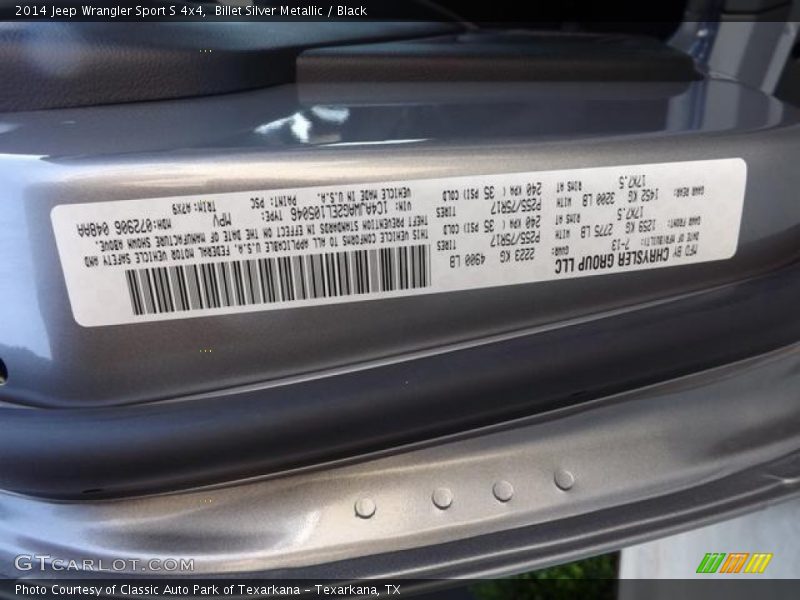 2014 Wrangler Sport S 4x4 Billet Silver Metallic Color Code PSC