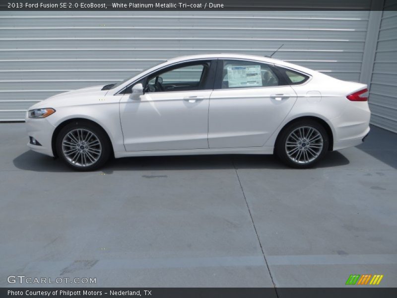 White Platinum Metallic Tri-coat / Dune 2013 Ford Fusion SE 2.0 EcoBoost